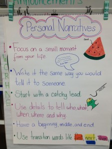 Personal Narrative Anchor Chart